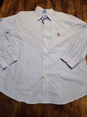 NCAA University Of Indiana Men Button-Down Long Sleeve Pinstripe Cotton Shirt XL